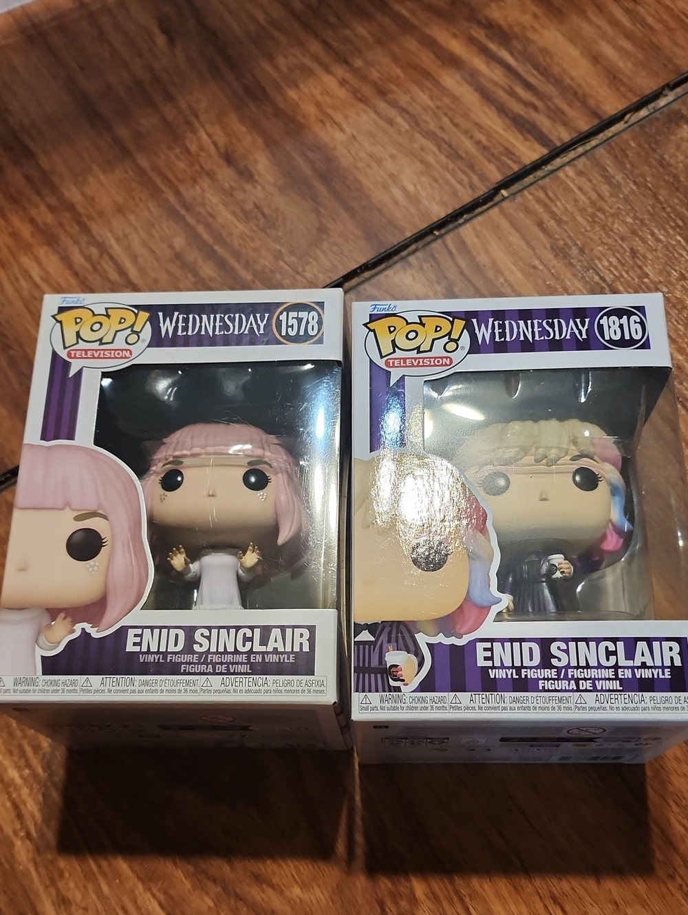Funko Pop! Wednesday Enid Sinclair Vinyl Figures — Pink, Purple, Black